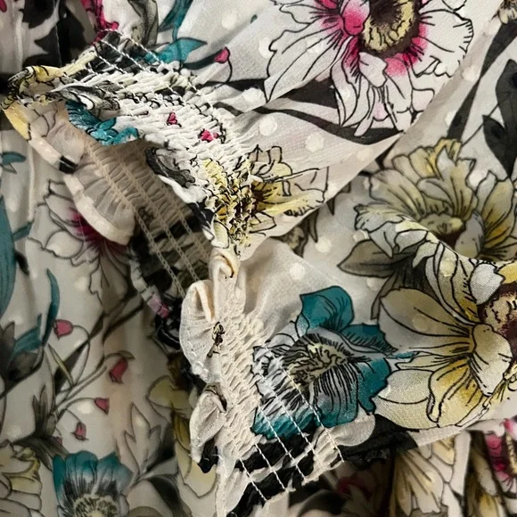 Torrid Floral Blouse - Cream with Multicolor Accents - Picture 5 of 7